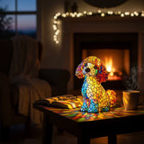 Lâmpada Cão Decorativa Vitral Cores Vivas