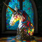 Lâmpada Unicórnio Decorativa Vitral Fantasia