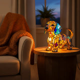 Lâmpada Teckel Decorativa Vitral Cão