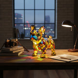 Lâmpada Bulldog Francês Decorativa Vitral