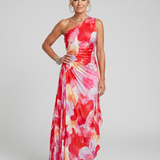 Leonor - Vestido Midi com Corpete Plissado de Um Ombro