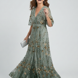 Sara - Vestido Maxi Halter Floral Fluido