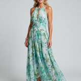Beatriz - Vestido Midi Floral com Pregas e Alças