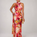 Vera - Vestido Maxi Floral com Decote Halter
