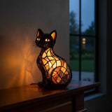 Lâmpada Gato Brilhante Decorativa Vitral