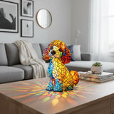 Lâmpada Cão Decorativa Vitral Cores Vivas