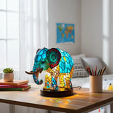 Lâmpada Elefante Decorativa Vitral Luz Noturna