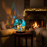 Lâmpada Elefante Decorativa Vitral Luz Noturna