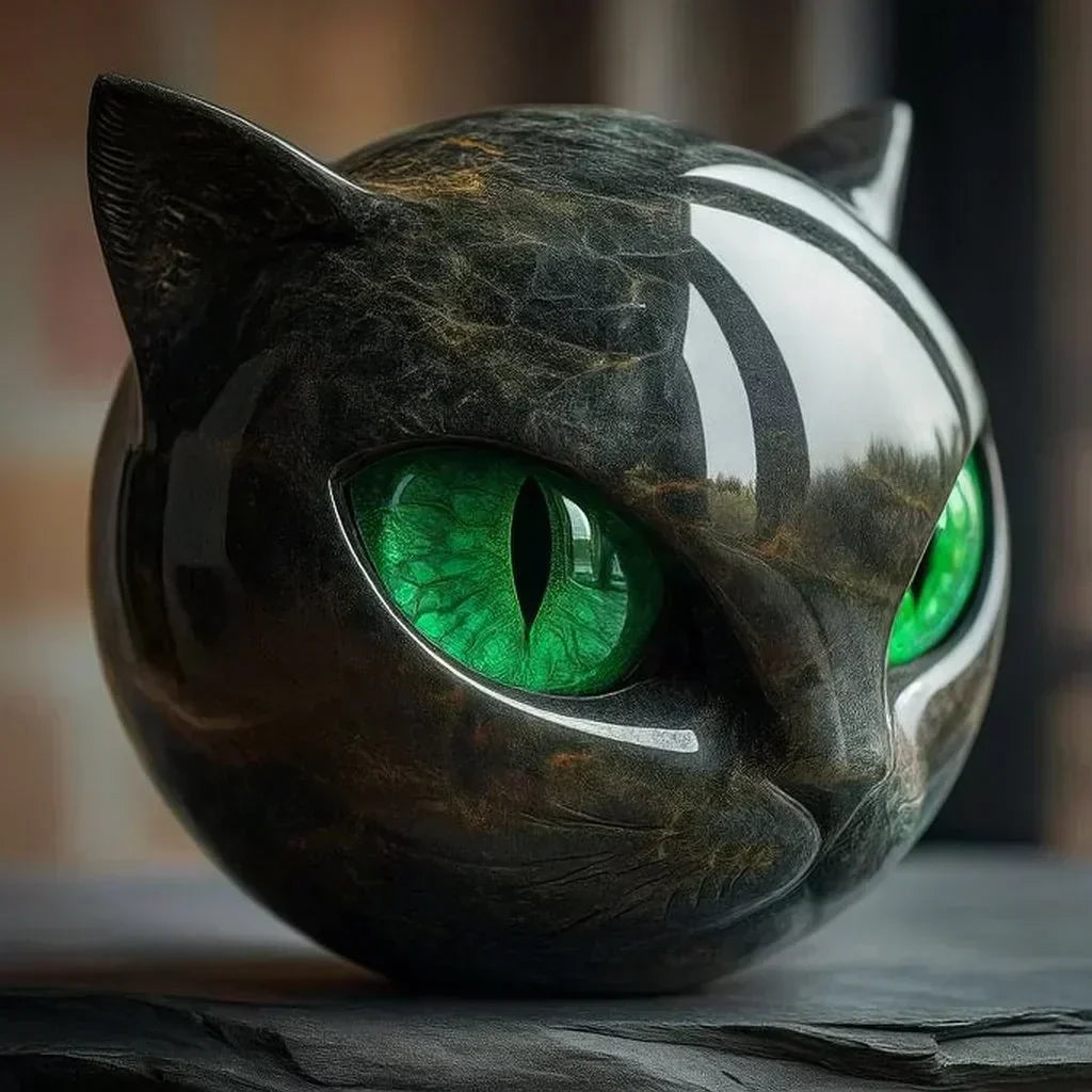 Lâmpada Gato Preto Decorativa Estátua Mística