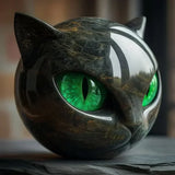 Lâmpada Gato Preto Decorativa Estátua Mística