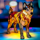 Lâmpada Cão Mágico Decorativa Vitral LED