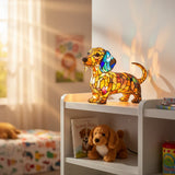 Lâmpada Teckel Decorativa Vitral Cão