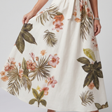 Rosa - Vestido Maxi Botânico com Alças Drapejadas