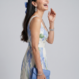 Patrícia - Vestido Midi Floral Sem Mangas com Decote Quadrado