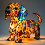 Lâmpada Teckel Decorativa Vitral Cão