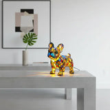 Lâmpada Bulldog Francês Decorativa Vitral