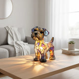 Lâmpada Cão Branco Decorativa Vitral