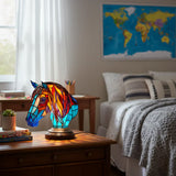 Lâmpada Cavalo Decorativa Vitral Geométrica