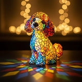 Lâmpada Cão Decorativa Vitral Cores Vivas