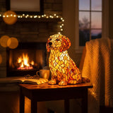 Lâmpada Cão Pintas Decorativa Vitral