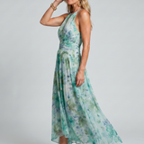 Beatriz - Vestido Midi Floral com Pregas e Alças