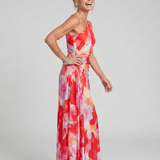 Leonor - Vestido Midi com Corpete Plissado de Um Ombro