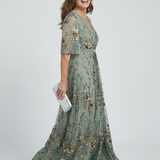 Sara - Vestido Maxi Halter Floral Fluido