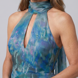 Madalena - Vestido Maxi Sem Mangas com Decote Halter e Abertura Frontal