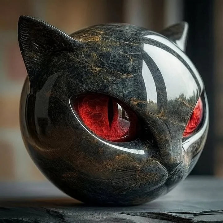 Lâmpada Gato Preto Decorativa Estátua Mística
