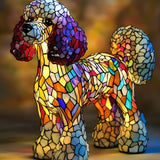 Lâmpada Cão Encaracolado Decorativa Vitral