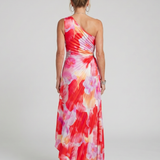 Leonor - Vestido Midi com Corpete Plissado de Um Ombro