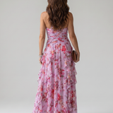 Margarida - Vestido Maxi Floral com Corpete Franzido e Alças
