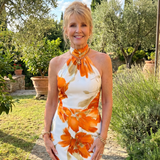 Teresa - Vestido Midi Floral com Decote Halter