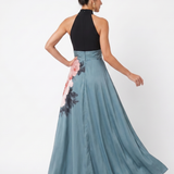 Inês - Vestido Maxi Floral com Corpete Halter
