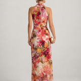 Vera - Vestido Maxi Floral com Decote Halter