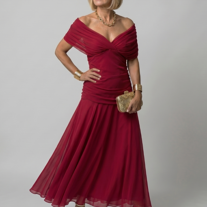 Filipa - Vestido Midi com Ombros de Fora
