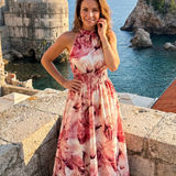 Vanessa - Vestido Midi com Cintura Franzida e Estampa Abstrata