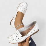 Sabrinas Brancas com Furos Mulher | Elegantes Primavera Verão