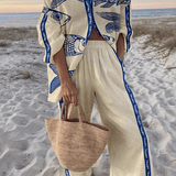 Branca | Conjunto Estampado Azul Verão