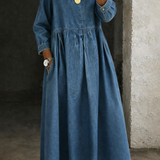 Teresa - Vestido de Ganga com Gola