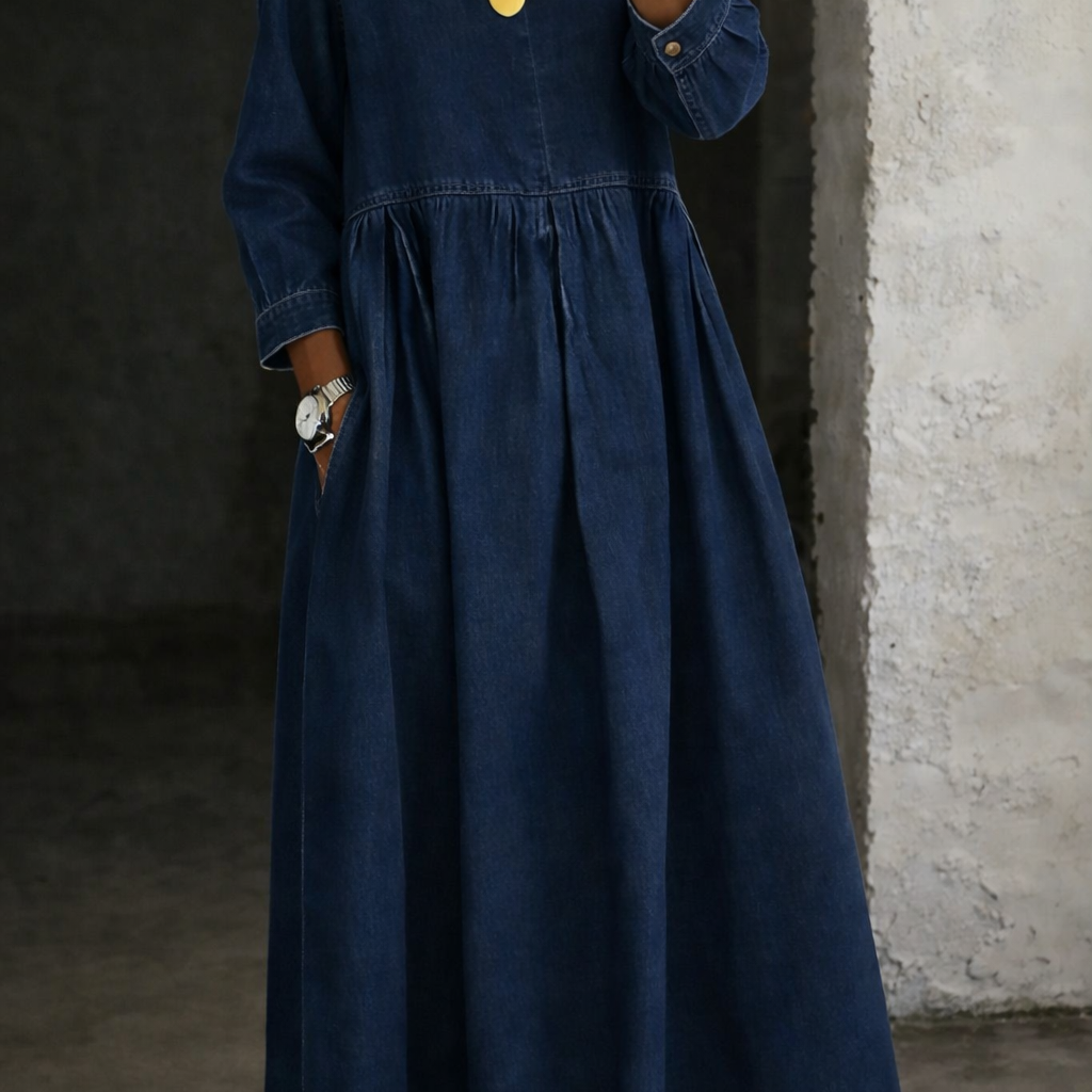Teresa - Vestido de Ganga com Gola