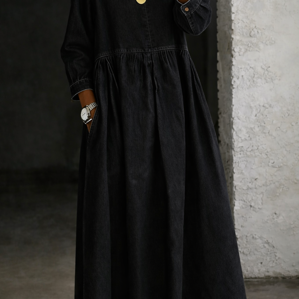 Teresa - Vestido de Ganga com Gola