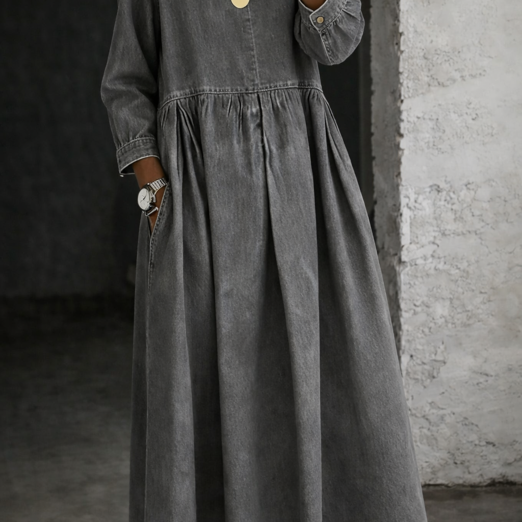 Teresa - Vestido de Ganga com Gola