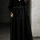 Vanessa - Vestido de Ganga de Manga Longa