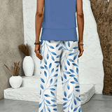 Fernanda | Conjunto Elegante Azul Verão