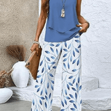 Fernanda | Conjunto Elegante Azul Verão