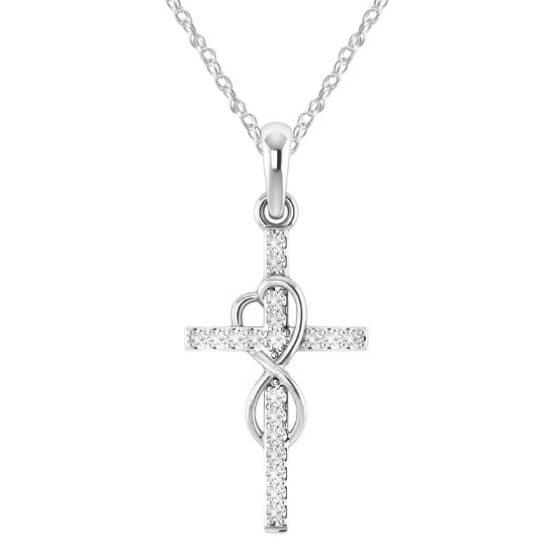 Colar com pendente em forma de cruz feito de liga de diamante