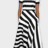 Madalena | Vestido Riscado Maxi Verão