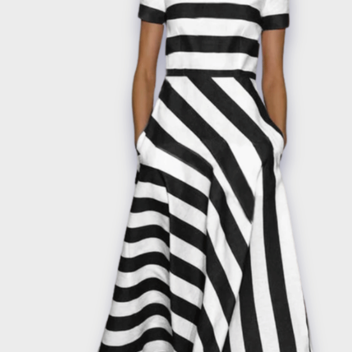 Madalena | Vestido Riscado Maxi Verão