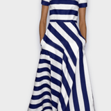 Madalena | Vestido Riscado Maxi Verão